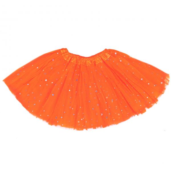 Girls Sparkle Tutu Layered Princess Ballet Skirt Orange picture