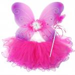 Girls 3 Piece Butterfly Costume Fairy Wing Set with Sparkle Wings Tutu and Wand