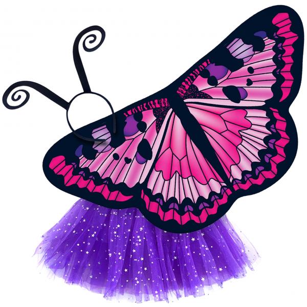 Butterfly Wings Girls Dance Outfit Kids Costume Wing Cape and Tutu