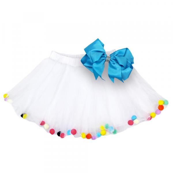 Pom Pom Tutus Girls Photo Prop Birthday Party Tutu Skirt with Bow picture