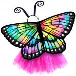 Butterfly Wings Girls Dance Outfit Kids Costume Wing Cape and Tutu