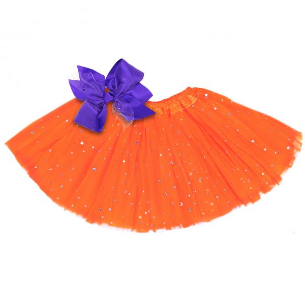 Girls Sparkle Tutu Layered Princess Ballet Skirt Orange picture