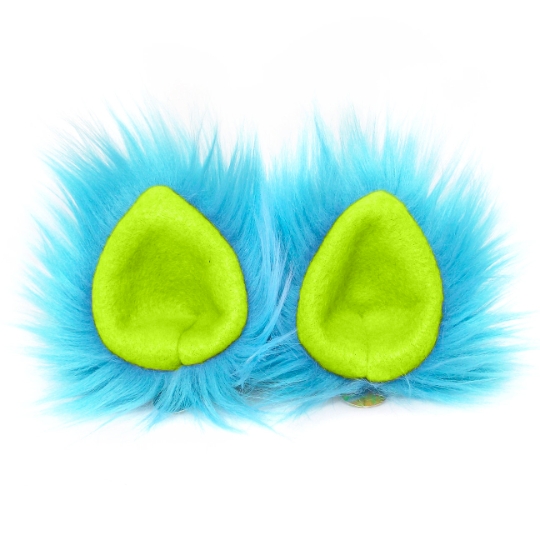 Faux Fur Party Accessory Costume Furry Ear Clips - Blue picture