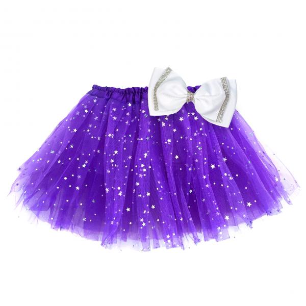 Girls Sparkle Tutu Layered Princess Ballet Skirt Purple picture