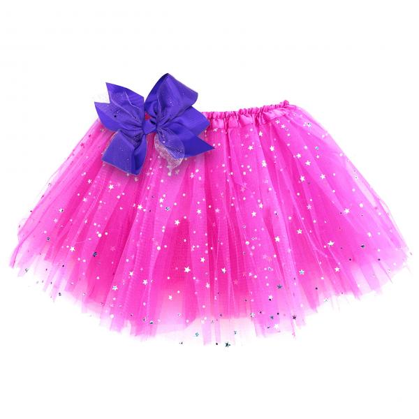 Girls Sparkle Tutu Layered Princess Ballet Skirt Hot Pink picture