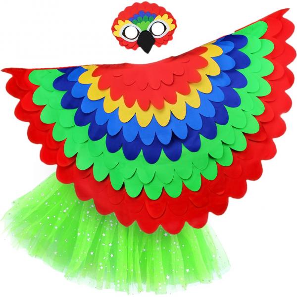 Bird Cape Girls Bird Cape Kids Parrot Costume with Parrot Wings Mask and Tutu picture