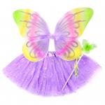 Girls Neon Butterfly Costume Fairy Wing Set with Sparkle Wings Tutu and Wand