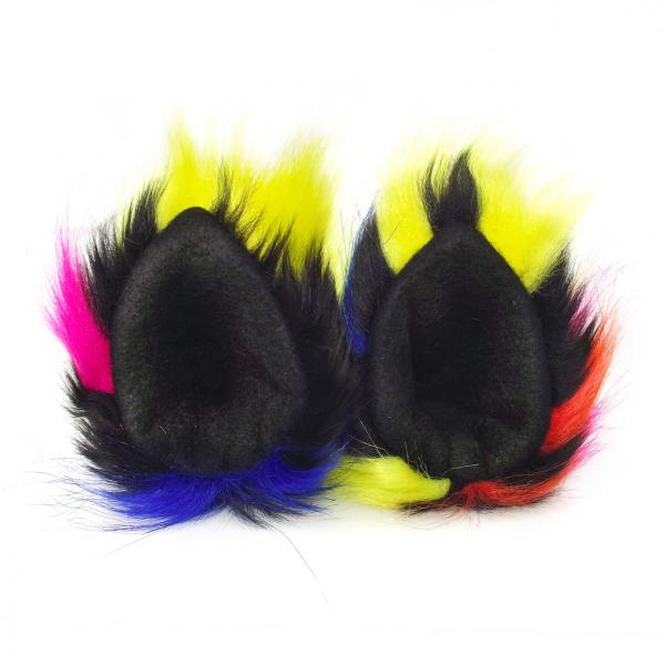 Furry Ear Clips Crazy Colorful Fur Pointed Cat Ears Costume Party Wolf Accessories picture