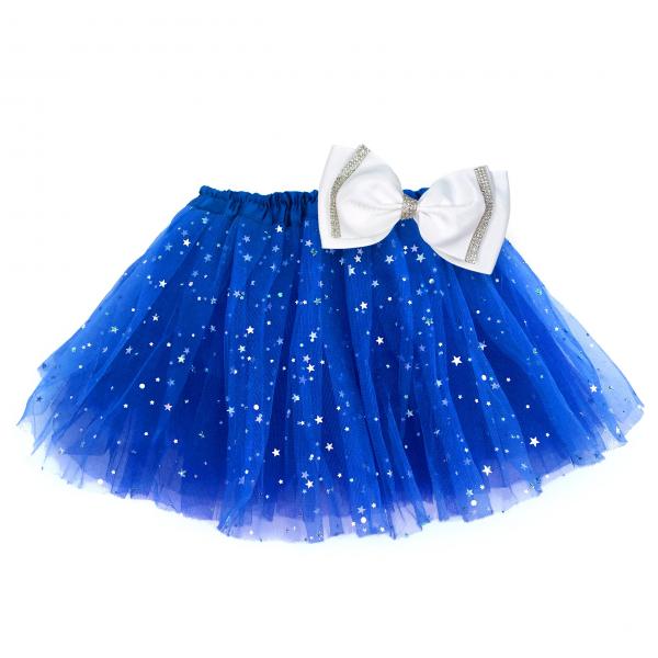 Girls Sparkle Tutu Layered Princess Ballet Skirt Dark Blue picture