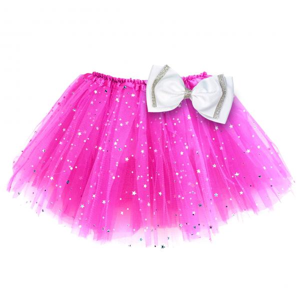 Girls Sparkle Tutu Layered Princess Ballet Skirt Hot Pink