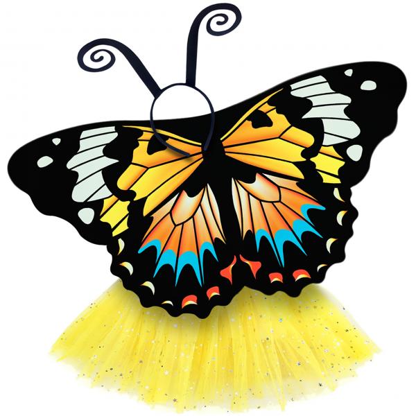 Butterfly Wings Girls Dance Outfit Kids Costume Wing Cape and Tutu picture