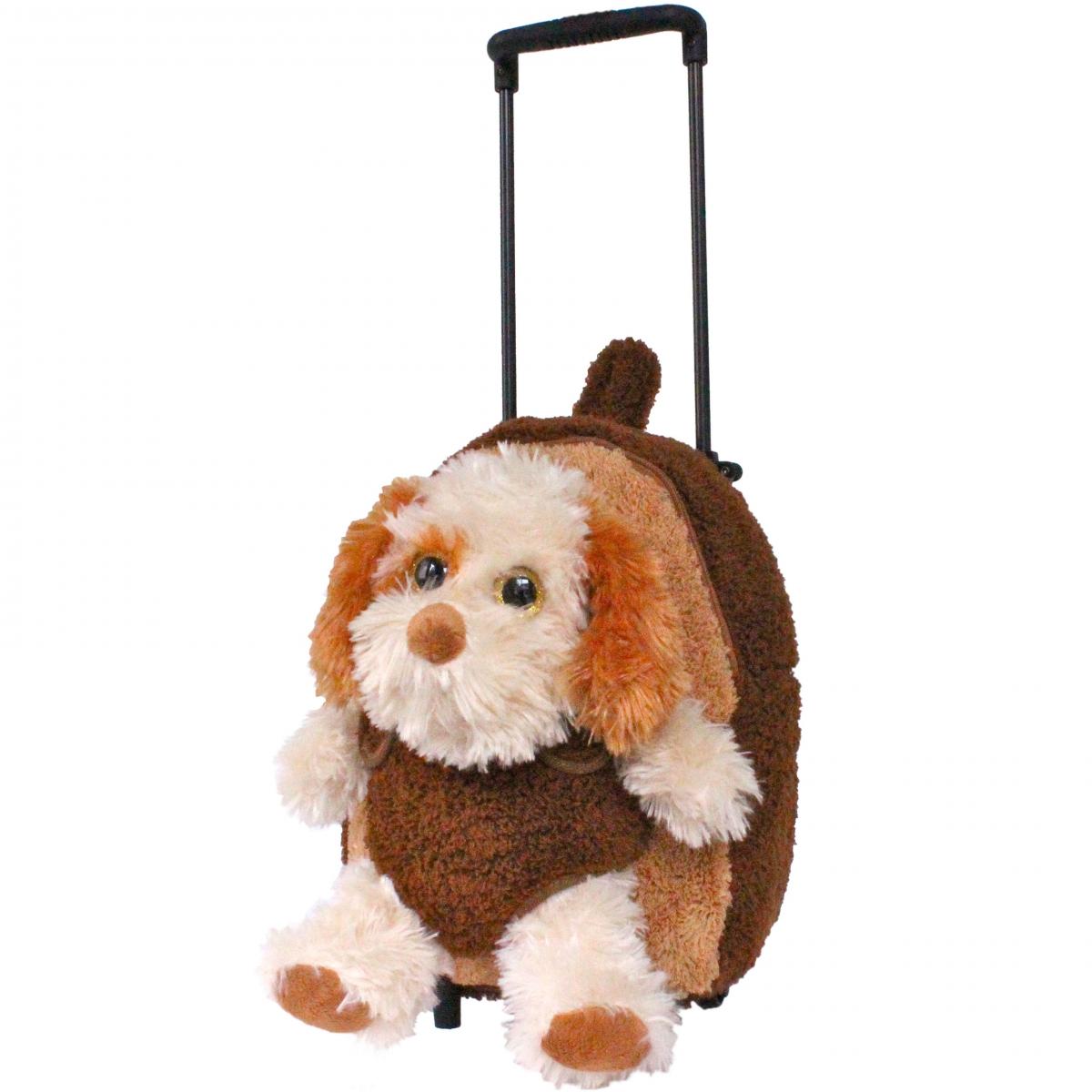Roller Bag Kids Rolling Backpack Luggage with Removable Plush Stuffed Animal Dog picture