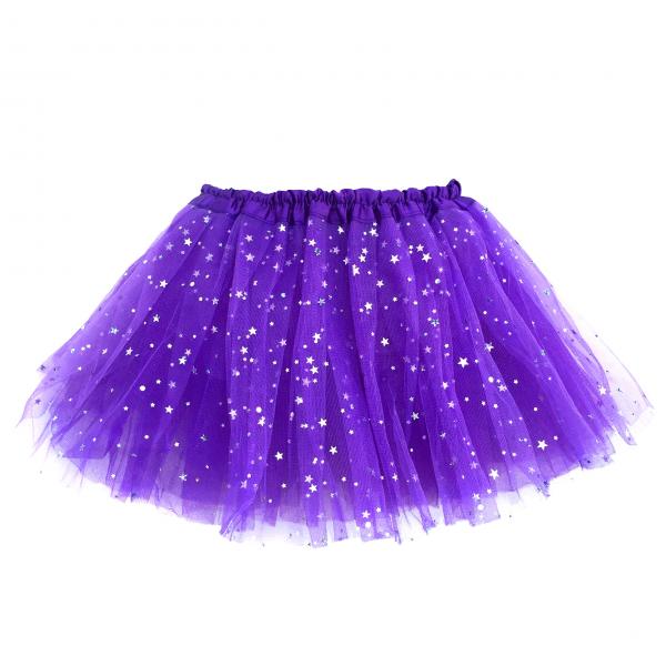 Girls Sparkle Tutu Layered Princess Ballet Skirt Purple picture