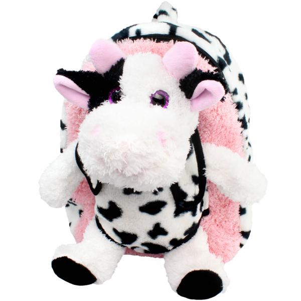 Roller Bag Kids Rolling Backpack Luggage with Removable Plush Stuffed Animal Cow picture