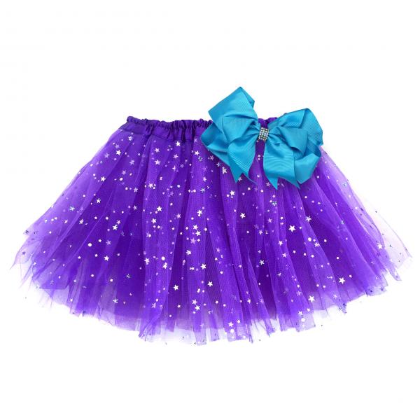 Girls Sparkle Tutu Layered Princess Ballet Skirt Purple picture