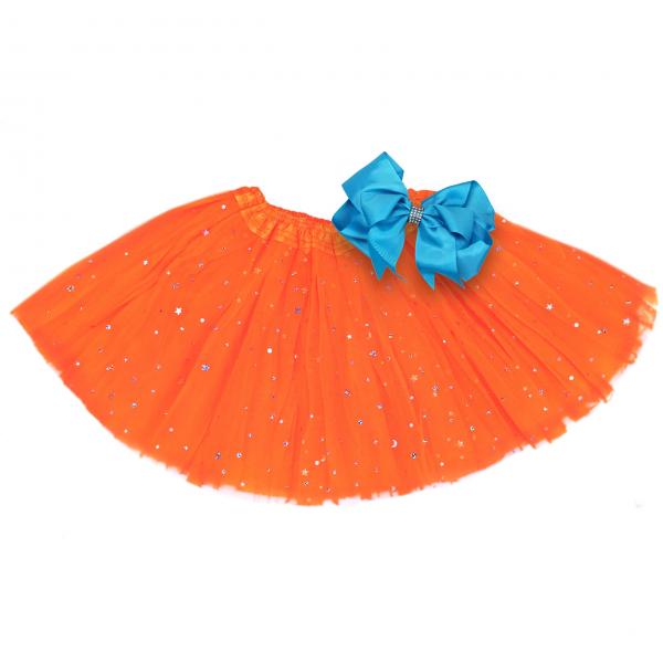 Girls Sparkle Tutu Layered Princess Ballet Skirt Orange picture