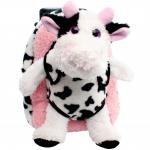 Roller Bag Kids Rolling Backpack Luggage with Removable Plush Stuffed Animal Cow