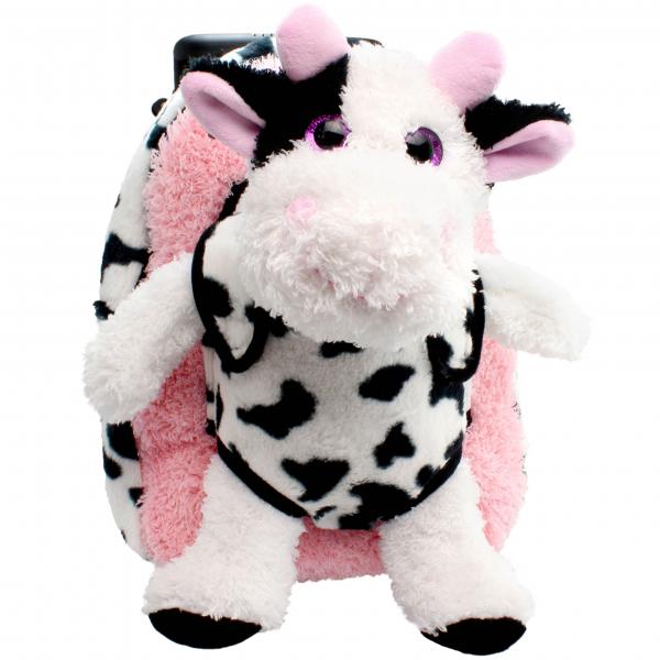 Roller Bag Kids Rolling Backpack Luggage with Removable Plush Stuffed Animal Cow picture