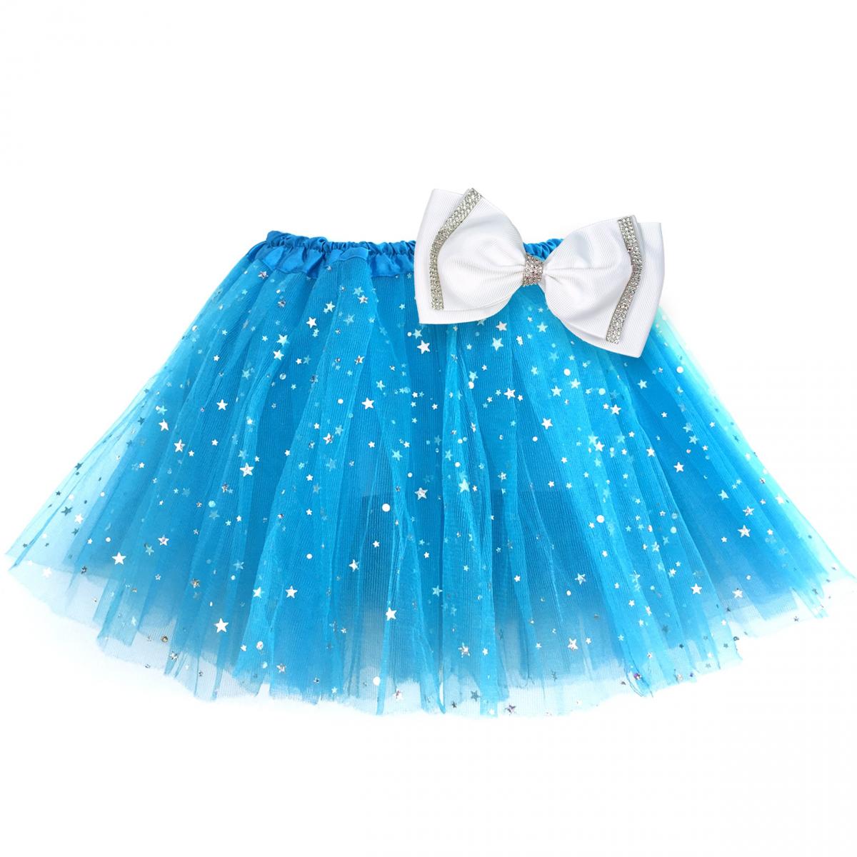 Girls Sparkle Tutu Layered Princess Ballet Skirt Blue picture