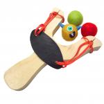 Wooden Slingshot Monster Launch Toy with felt ammo balls