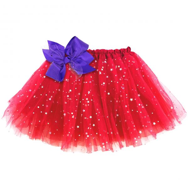 Girls Sparkle Tutu Layered Princess Ballet Skirt Red picture