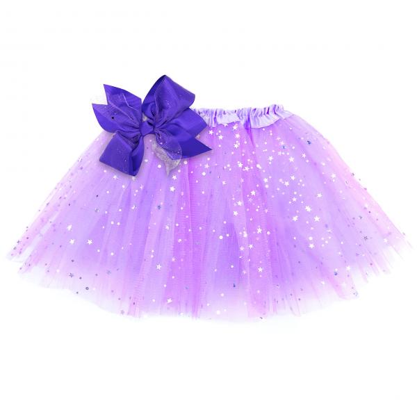 Girls Sparkle Tutu Layered Princess Ballet Skirt Light Purple picture