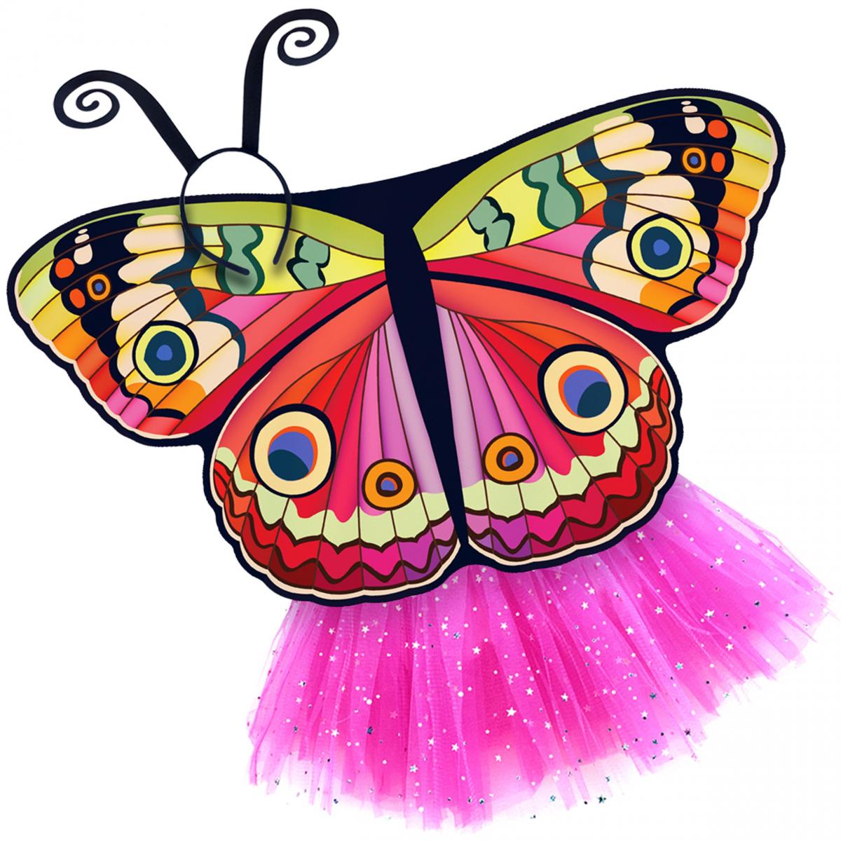 Butterfly Wings Girls Dance Outfit Kids Costume Wing Cape and Tutu picture