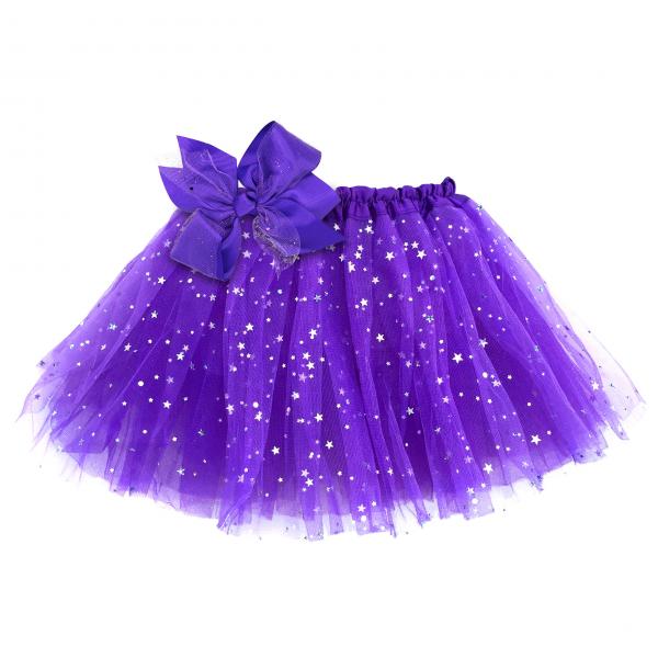 Girls Sparkle Tutu Layered Princess Ballet Skirt Purple picture