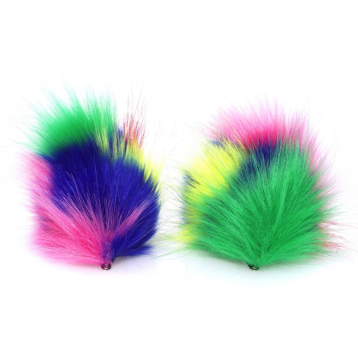 Faux Fur Party Accessory Costume Furry Ear Clips - Primary Multicolor Green Inside picture