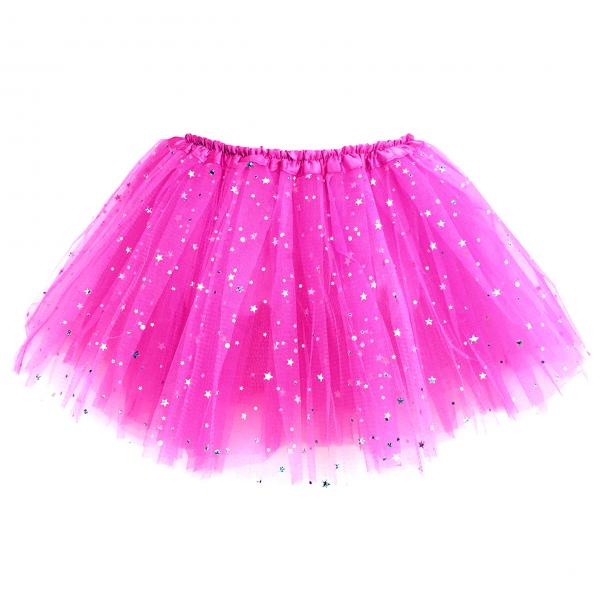Girls Sparkle Tutu Layered Princess Ballet Skirt Hot Pink picture
