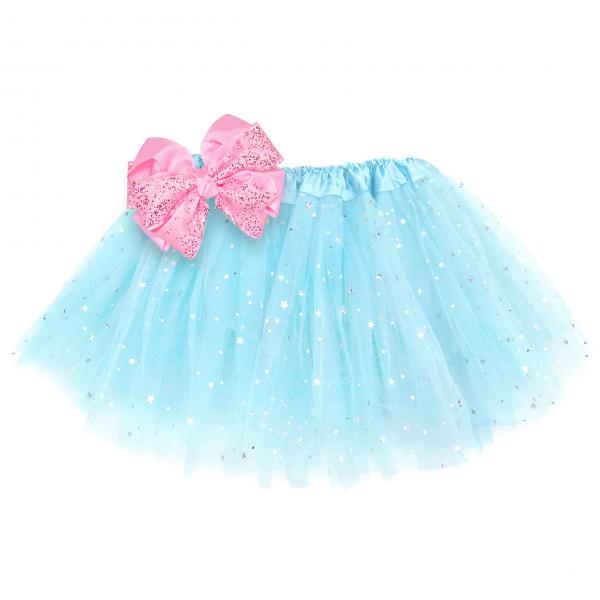 Girls Sparkle Tutu Layered Princess Ballet Skirt Ice Blue picture