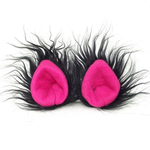 Natural Black Furry Pointed Cat Ears Animal Costume Accessories Cosplay Wolf Ear Clips picture