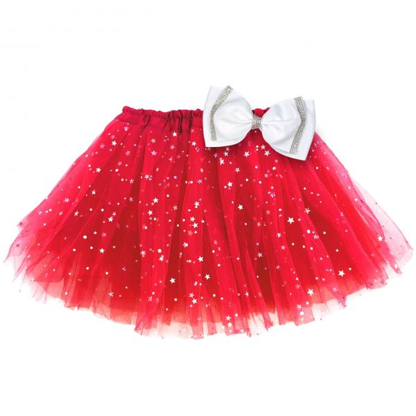 Girls Sparkle Tutu Layered Princess Ballet Skirt Red