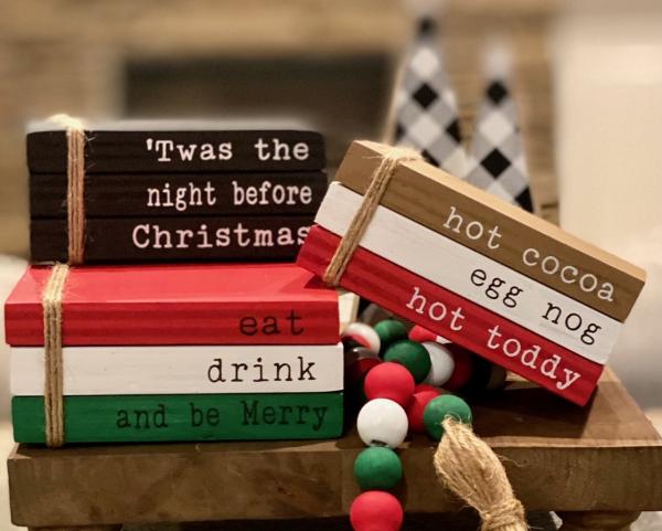 Christmas Book Stack Decor picture