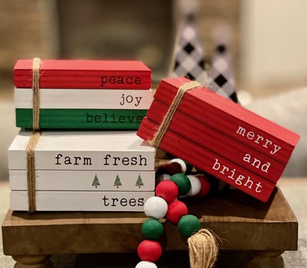 Christmas Book Stack Decor picture