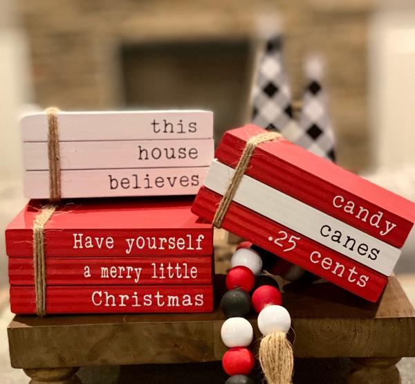 Christmas Book Stack Decor picture