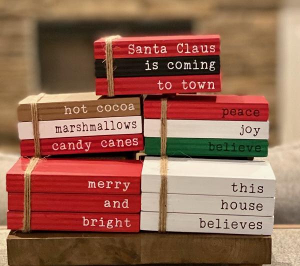 Christmas Book Stack Decor picture