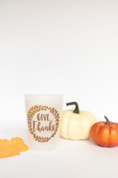 Give Thanks Frosted Plastic Cups