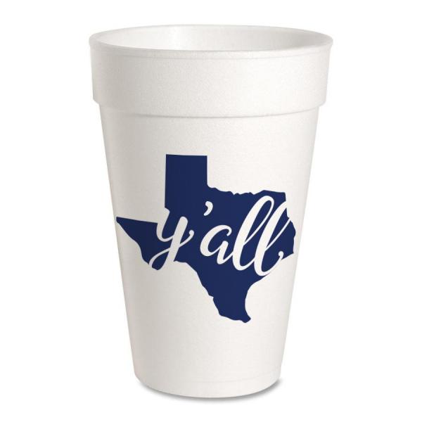 Texas Y'all Styrofoam Cups