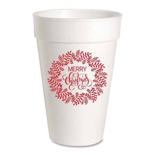 Merry Christmas Wreath Styrofoam Cups picture