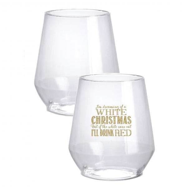 White Christmas Plastic Wine Glasses