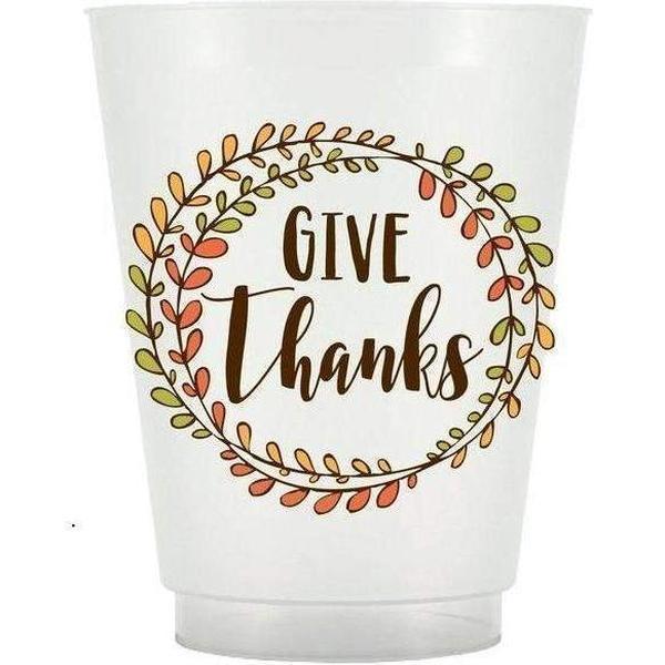 Give Thanks Frosted Plastic Cups picture