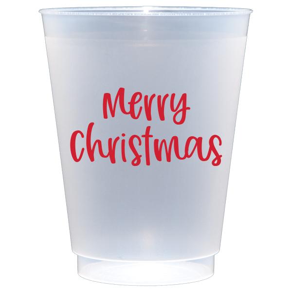 Merry Christmas Frosted Plastic Cups