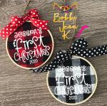Personalized Baby's First Christmas Plaid Hoop Ornament