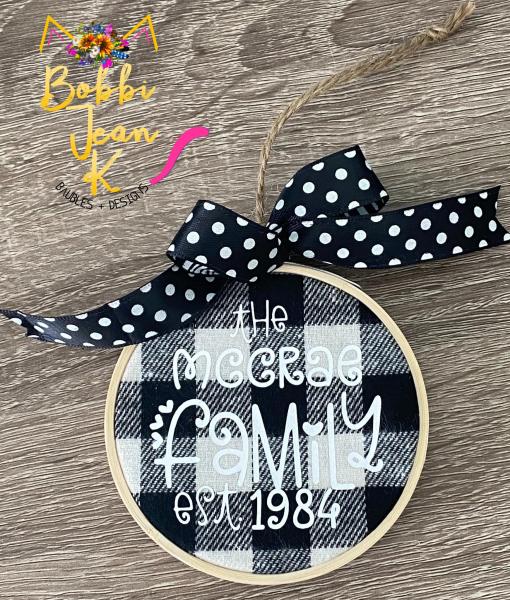 Personalized Family Plaid Hoop Ornament picture