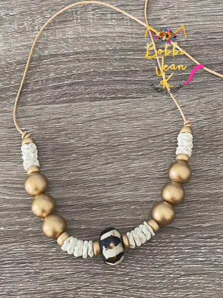 The Everyday Necklace: Gold & White Ribboned picture