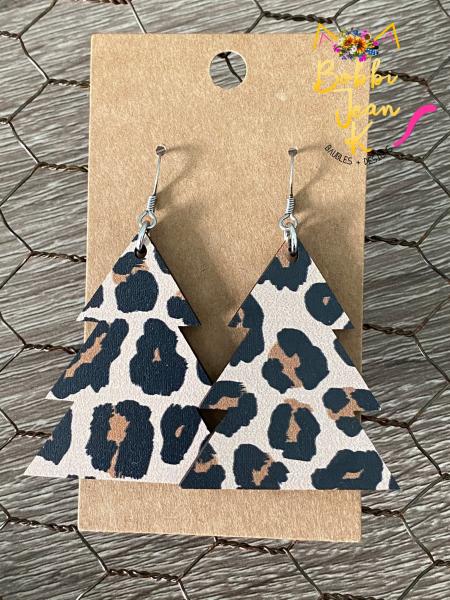 Leopard Printed Wood Tree Earrings picture