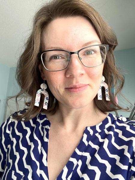 Pastel Squares Cork on Leather Earrings- Arch Shape picture