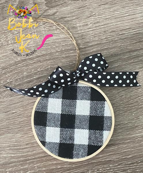 Personalized Baby's First Christmas Plaid Hoop Ornament picture