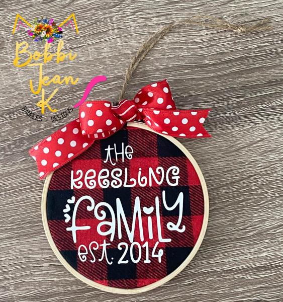 Personalized Family Plaid Hoop Ornament picture